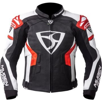 MUGENRACE Marcus Black White Red Leather Jacket