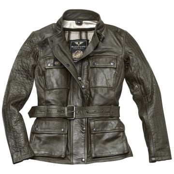 Black-Cafe London Madrid Dark Green Ladies Leather Jacket