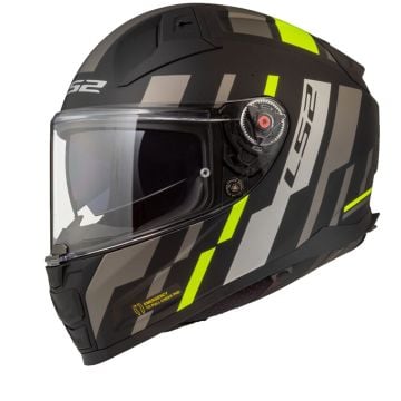 LS2 FF811 Vector II Tron M.Black H-V Yellow-06 Full Face Helmet