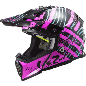 LS2 MX437 Fast Evo Verve Negro Fluo Rosa Casco Motocross / Enduro