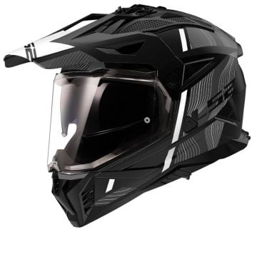LS2 MX702 Pioneer II Hill Matt Black White Adventure Helmet
