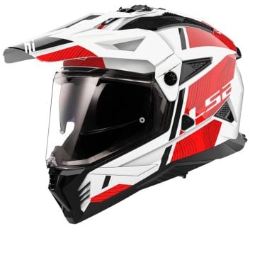 LS2 MX702 Pioneer II Hill White Red Adventure Helmet