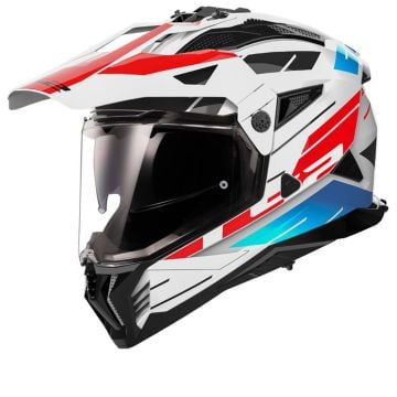 LS2 MX702 Pioneer II Namib White Blue Red Adventure Helmet