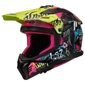 LS2 MX708 Fast II Gorilla Purple H-V Yellow Offroad Helmet