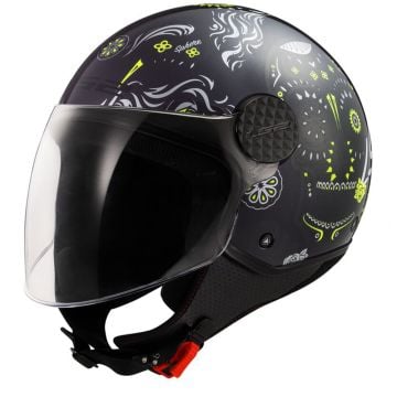 LS2 OF558 Sphere Lux II Maxca Black H-V Yellow Jet Helmet
