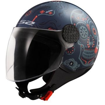 LS2 OF558 Sphere Lux II Maxca Cobalt Orange Jet Helmet