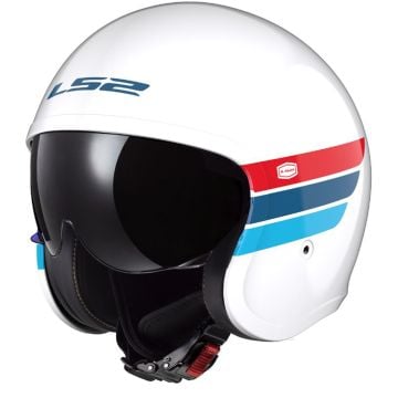 LS2 OF599 Spitfire II Retro White Blue Red Jet Helmet
