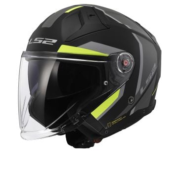 LS2 OF603 Infinity II Focus Matt Black H-V Yellow Jet Helmet