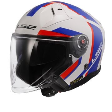 LS2 OF603 Infinity II Focus White Blue Red 06 Jet Helmet