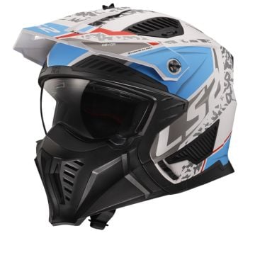 LS2 OF606 Drifter Devor Matt White Blue 06 Multi Helmet