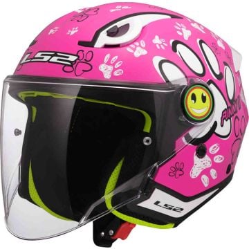 LS2 OF622 Funny II Paws Pink Childrens Jet Helmet