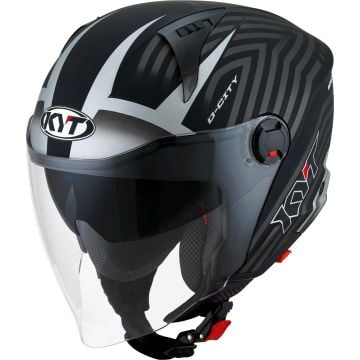 KYT D-City Lucent Matt Black Silver Jet Helmet