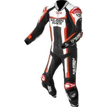 MUGENRACE Ibrido Black White Red 2PC Leather Motorcycle Suit