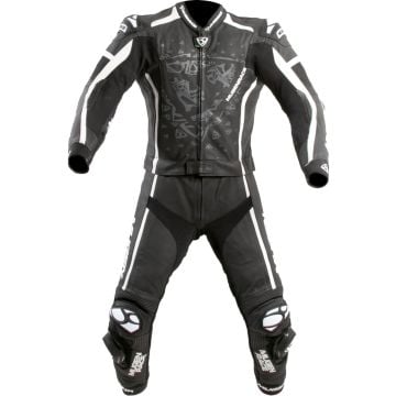 MUGENRACE RC-Viale Due Black White Perforated 2PC Leather Motorcycle Suit