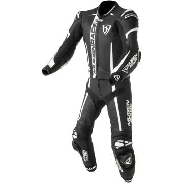 MUGENRACE Mucho Black White 2PC Leather Motorcycle Suit