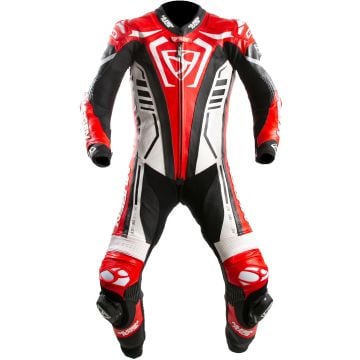 MUGENRACE Predator Black White Red Perforated 1PC Leather Motorcycle Suit