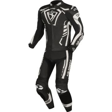 MUGENRACE Predator Black White Perforated 2PC Leather Motorcycle Suit