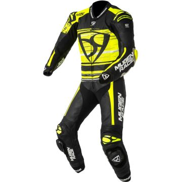 MUGENRACE RC-Max Uno Black Anthracite Neon Yellow Perforated 1PC Leather Motorcycle Suit