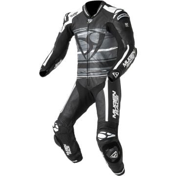 MUGENRACE RC-Max Uno Black White Grey Perforated 1PC Leather Motorcycle Suit