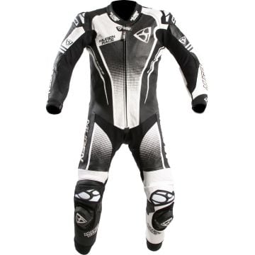 MUGENRACE Sidegun Black White Perforated 1PC Leather Motorcycle Suit