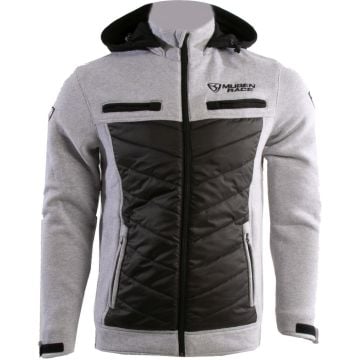 MUGENRACE Puffy-Two Black Light Grey Zip Hoodie