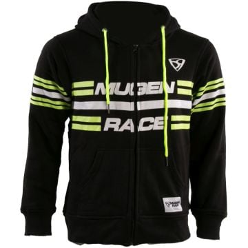 MUGENRACE Stripe-Two Black Neon Zip Hoodie