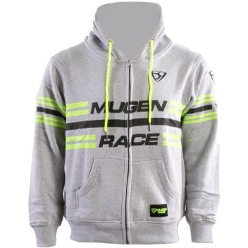 MUGENRACE Stripe-Two Light Grey Zip Hoodie
