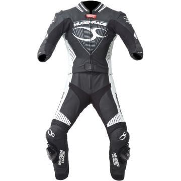 MUGENRACER Impegnato-D Ladies Black White Perforated 2PC Leather Motorcycle Suit
