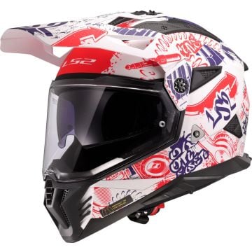 LS2 MX702 Pioneer II Fantasy White Red Blue 06 Adventure Helmet