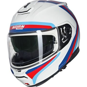 Nolan N100-6 Assoluto 347 White Blue Red Light Blue Metal Flip Up Helmet