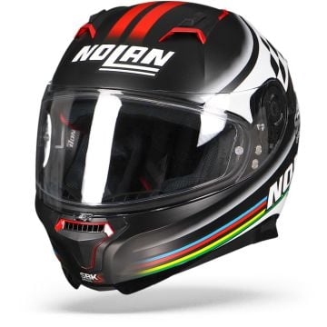 Nolan N87 SBK N-Com 060 Mat Noir Blanc Rouge Casque Intégral