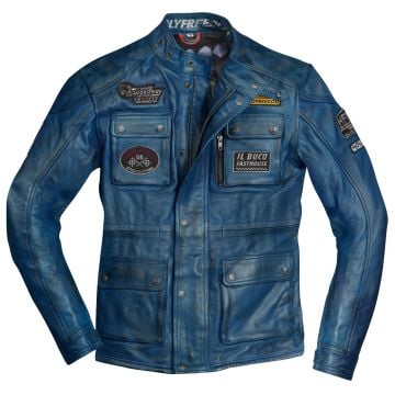 HolyFreedom Quattro Evolution Blue Motorcycle Leather Jacket