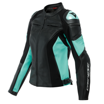 Dainese Racing 4 Leather Jacket Lady Black Aqua Green   