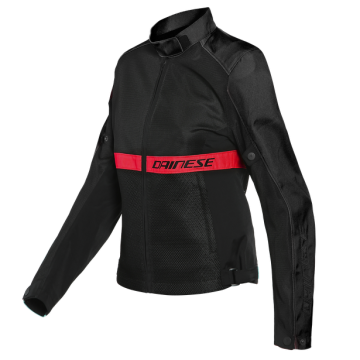 Dainese Ribelle Air Lady Tex Schwarz Lava Rot CE Jacke