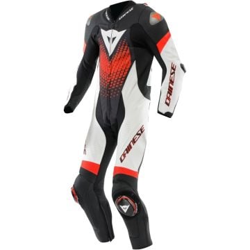 Dainese Laguna Seca 6 Black White Red Fluo 1PC Leather Motorcycle Suit