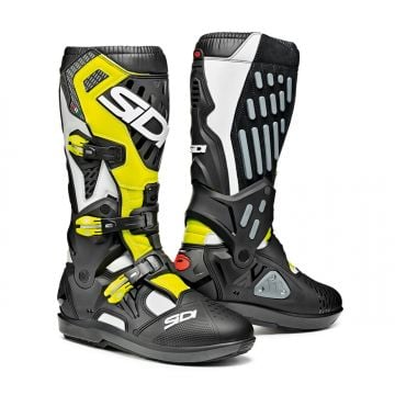 Sidi Atojo SRS Bottes Moto Blanc Noir Jaune Fluo