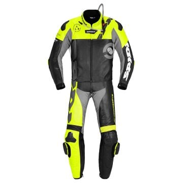 Spidi DP-Progressive Touring 2pc Leather Suit Black Fluorescent Yellow