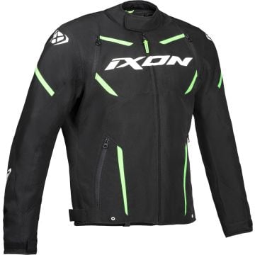 Ixon Striker Black White Green Waterproof Textile Motorcycle Jacket
