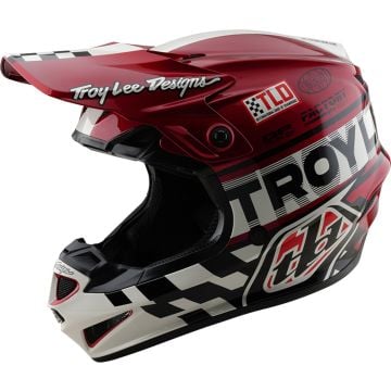 Troy Lee Designs GP Pro MIPS Fifty-50 Rouge Noir Blanc Casque Motocross