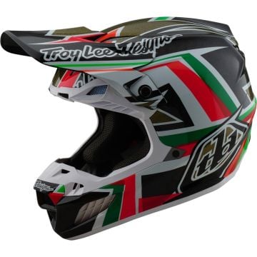 Troy Lee Designs SE5 Carbon MIPS Labyrinth Black Red Green Motocross Helmet