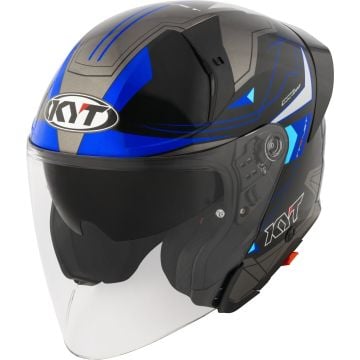 KYT TTR-Jet Led Black Blue Jet Helmet