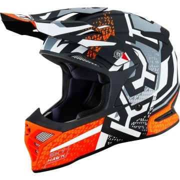 KYT Skyhawk Hyperflow Gris Mate Naranja Casco Motocross