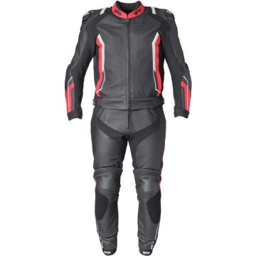 gms GR-1 Black White Red 2PC Leather Motorcycle Suit