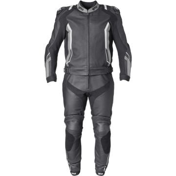 gms GR-1 Black Grey White 2PC Leather Motorcycle Suit