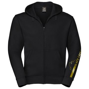 Black-Cafe London Retro Stripe Zip Hoodie Black
