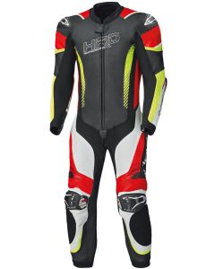 Held Brands Hatch Negro Blanco Rojo Amarillo Perforados Mono de Moto de Cuero
