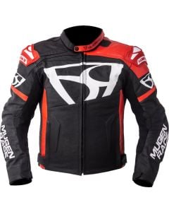 MUGENRACE Aggressore Black White Red Leather Jacket
