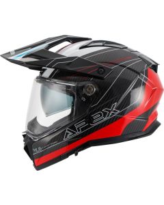 APEX AC500 Carbon Sahara White Red Blue Glossy Full Face Adventure Helmet