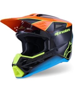 Alpinestars S-M3 Fray Noir Bleu Orange Casque Motocross