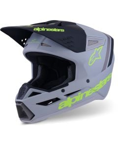 Alpinestars S-M3 Radium Gris Jaune Mat Casque Motocross
